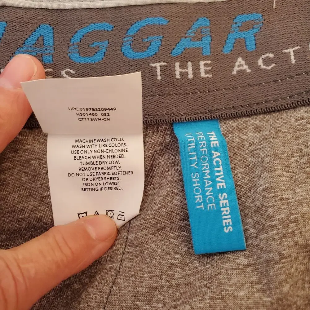 Haggar Active Series Mens Performance Shorts SZ 42 W Light Gray Stripe Stretch